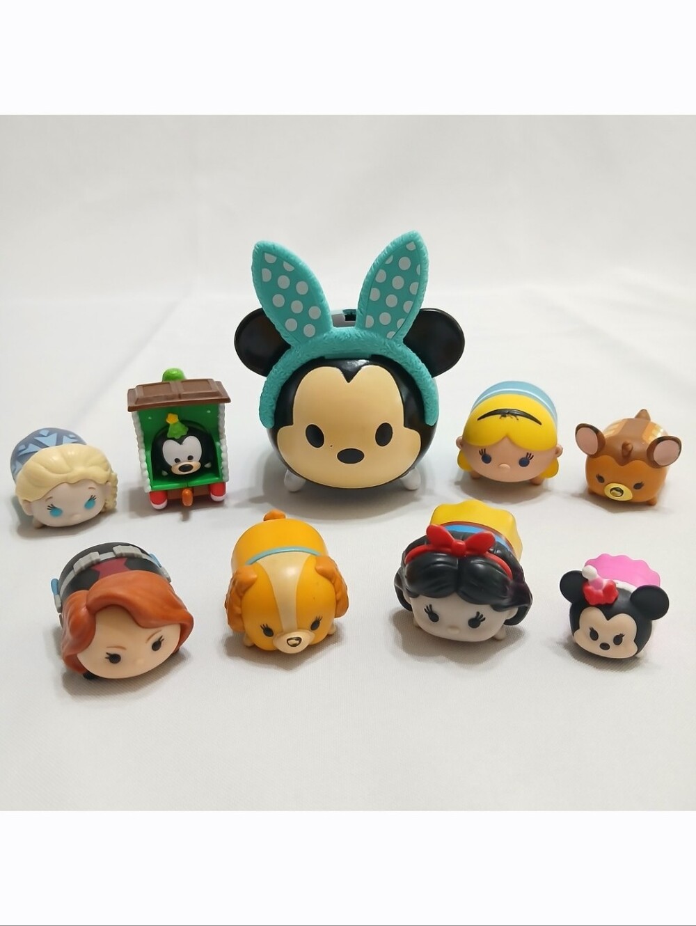 9 Disney Tsum Tsum Vinyl Figure Lot Oint Bank Snow White Minnie Elsa Alice Goofy